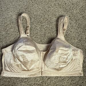 Playtex 18 Hour‎ E525 Wirefree Bra Front Close Back Power Support Beige 40D Nude